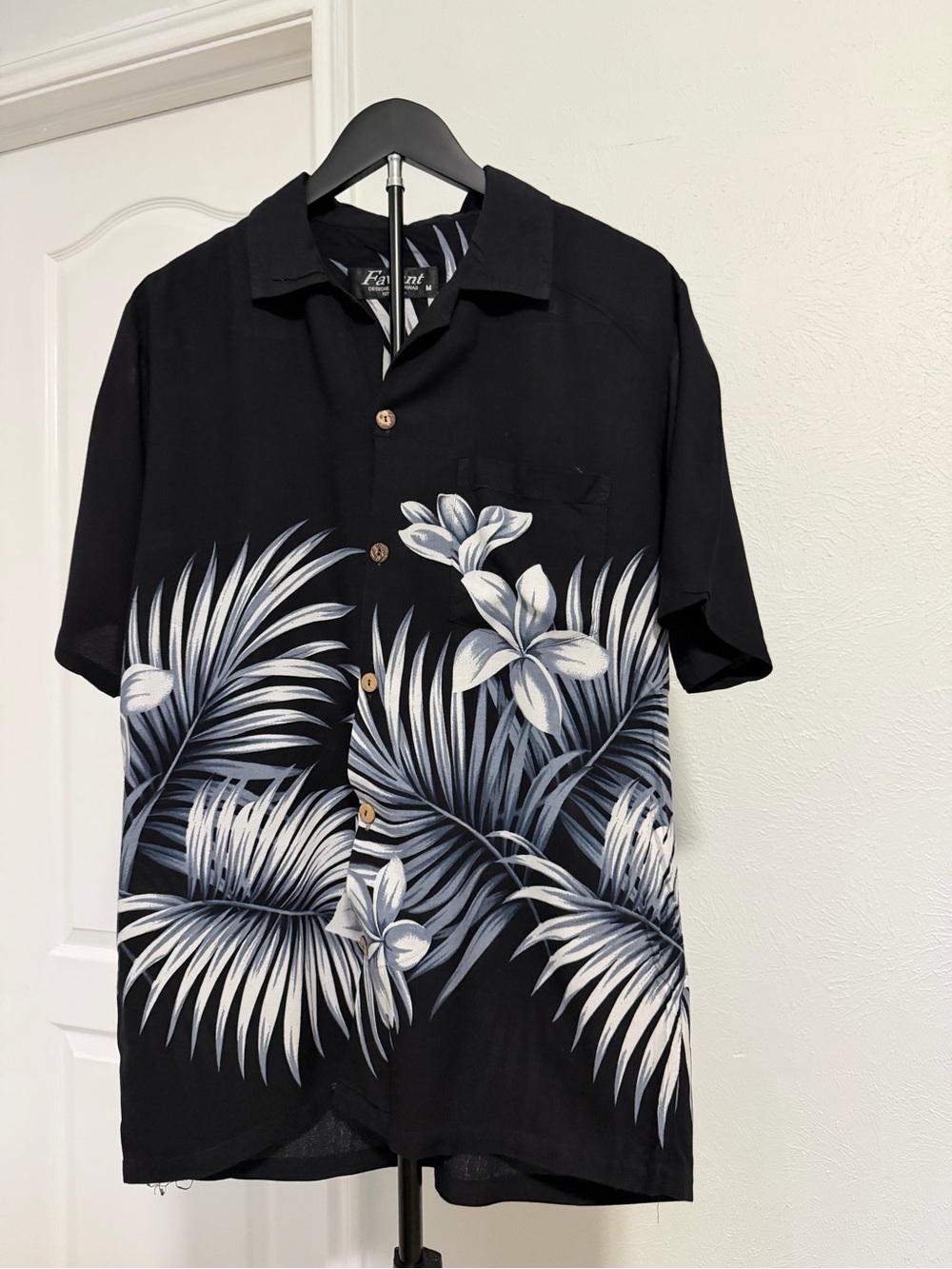 Favant Black Floral Camp-Collar Polo Shirt - Tropical Print